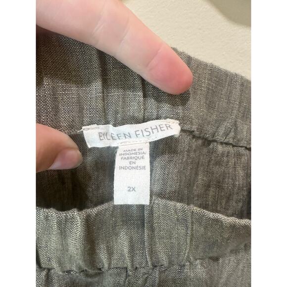 Eileen Fisher Sz 2X Washed Organic Linen Delave Stand Collar Jacket + Pants Set - Picture 10 of 13